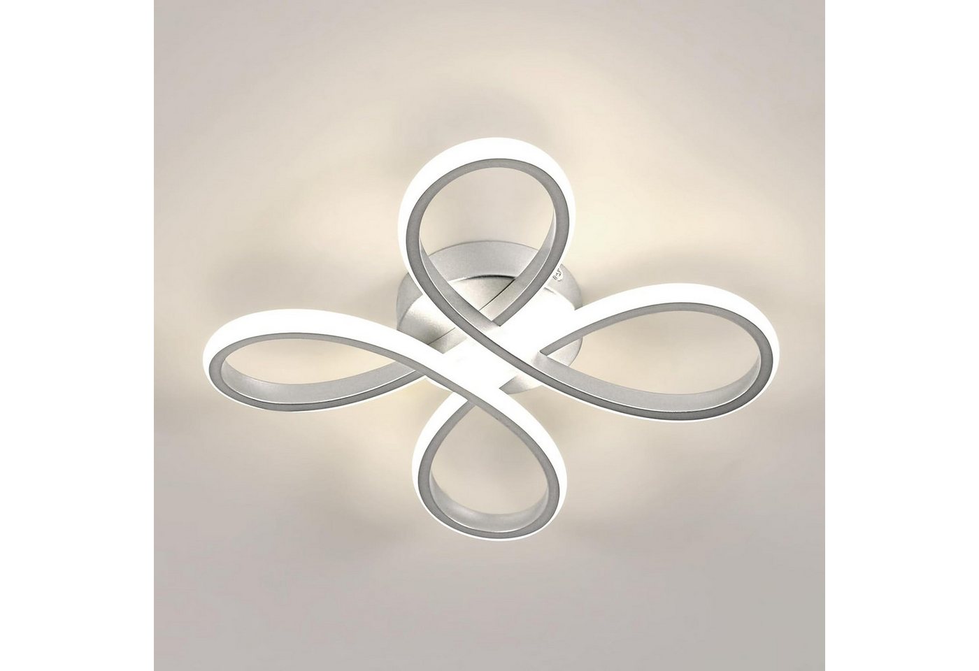 Riserva LED Deckenleuchte LED Deckenleuchte Blumenform Aluminium 30W 4000K Silber (30cm), LED wechselbar Bild 2