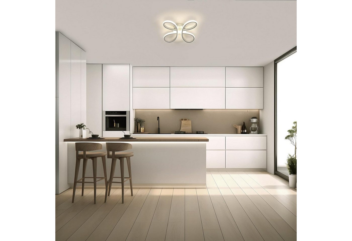 Riserva LED Deckenleuchte LED Deckenleuchte Blumenform Aluminium 30W 4000K Silber (30cm), LED wechselbar Bild 3