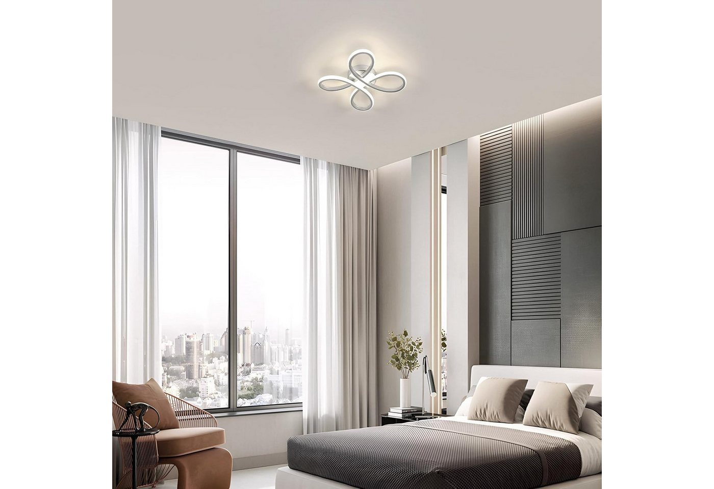 Riserva LED Deckenleuchte LED Deckenleuchte Blumenform Aluminium 30W 4000K Silber (30cm), LED wechselbar Bild 4