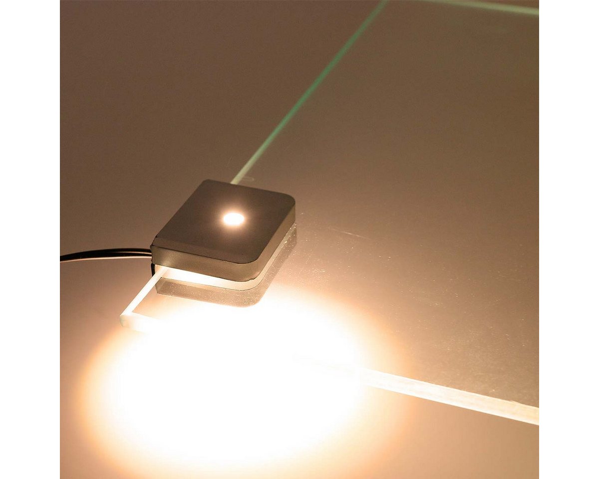 world-trading-net LED Glaskantenbeleuchtung Clip-3D silber Glasbodenbeleuchtung, warmweiß, 12V, warmweiß Bild 4