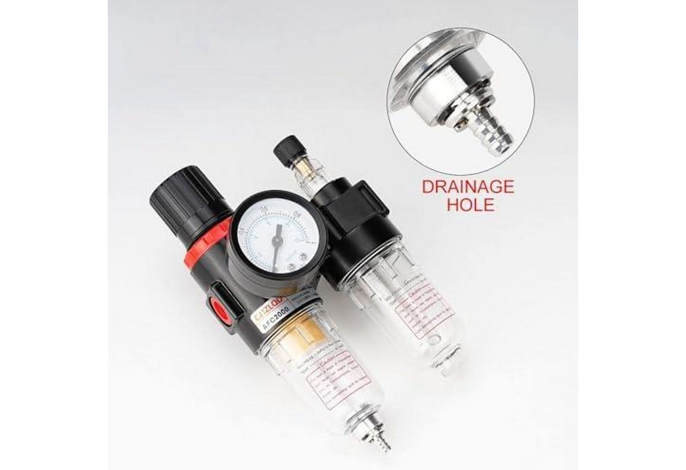 FELIXLEO Druckregler 1 4 Zoll Druckluft Druckminderer Wasserabscheider mit Manometer, (1-St)