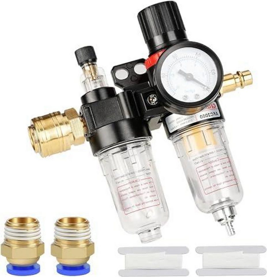 FELIXLEO Druckregler 1 4 Zoll Druckluft Druckminderer Wasserabscheider mit Manometer, (1-St) Bild 2
