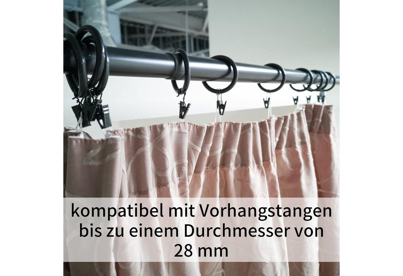 FELIXLEO Gardinenring 50 Stk Gardinenringe Vorhangringe Metallklammern Clips Haken Bild 3