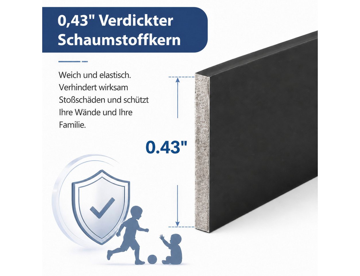 BlingBin Sockelleiste Selbstklebende, zuschneidbare Wandleiste mit PVC-Oberfläche, L: 45 cm, H: 12 cm, 10er Set, 10-St., 10 Stück, PVC Laminatleisten Fussleisten, Dekore Wandaufkleber Bild 4