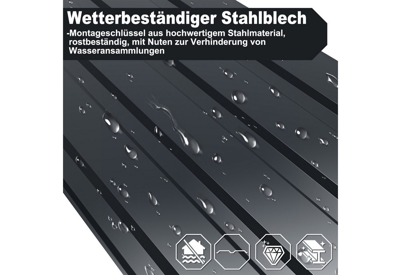 Clanmacy Trapezblech Deckenplatten 12st 115x45cm 6 Wellplatte Dachpaneele Profilblech, 115x45x0.25 mm (Set 12-St) UV-Schutz, Wasserfest, Wetterfest, Rostresistent, Korrosionsbeständig Bild 3