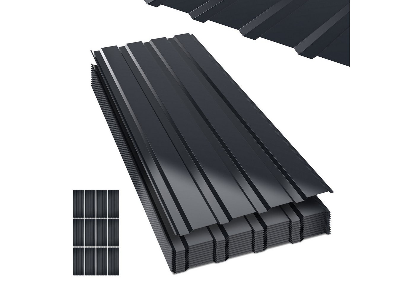 Clanmacy Trapezblech Deckenplatten 12st 115x45cm 6 Wellplatte Dachpaneele Profilblech, 115x45x0.25 mm (Set 12-St) UV-Schutz, Wasserfest, Wetterfest, Rostresistent, Korrosionsbeständig Bild 5