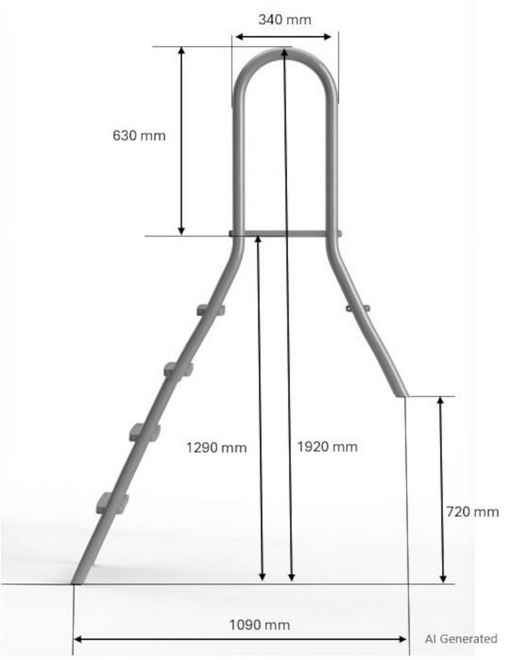 BruKa Poolleiter EASY teilversenkte Edelstahl Becken Pool Leiter Schwimmbad Treppe (1-St)