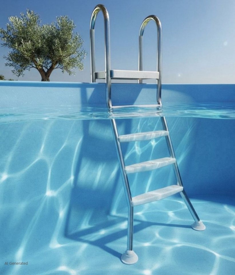 BruKa Poolleiter EASY teilversenkte Edelstahl Becken Pool Leiter Schwimmbad Treppe (1-St) Bild 2