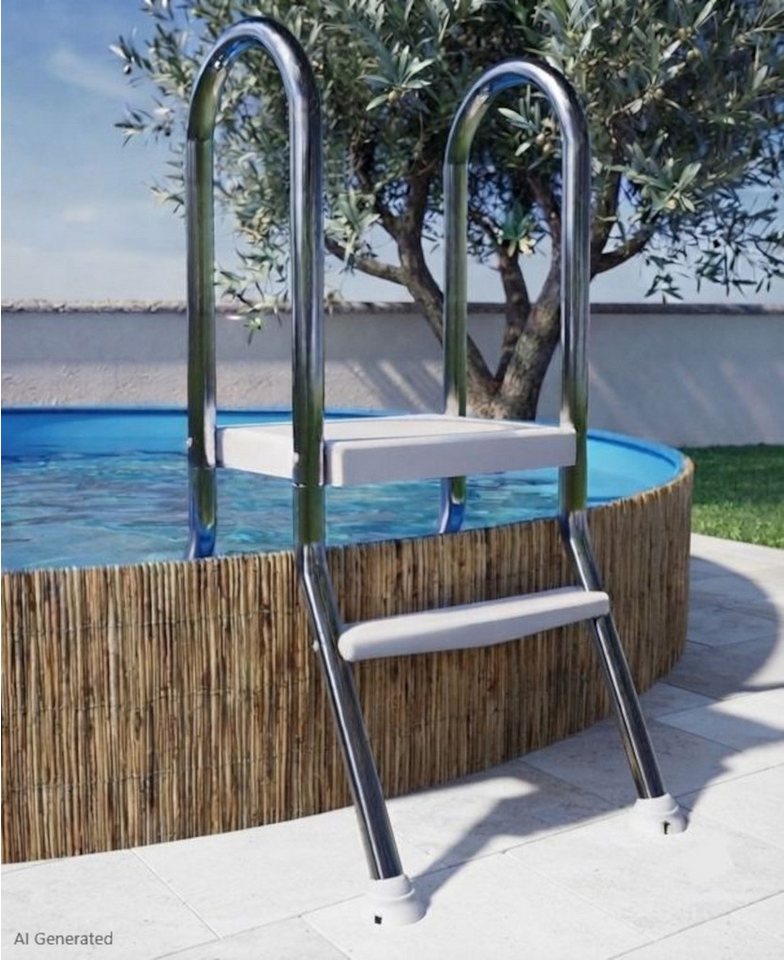 BruKa Poolleiter EASY teilversenkte Edelstahl Becken Pool Leiter Schwimmbad Treppe (1-St) Bild 3