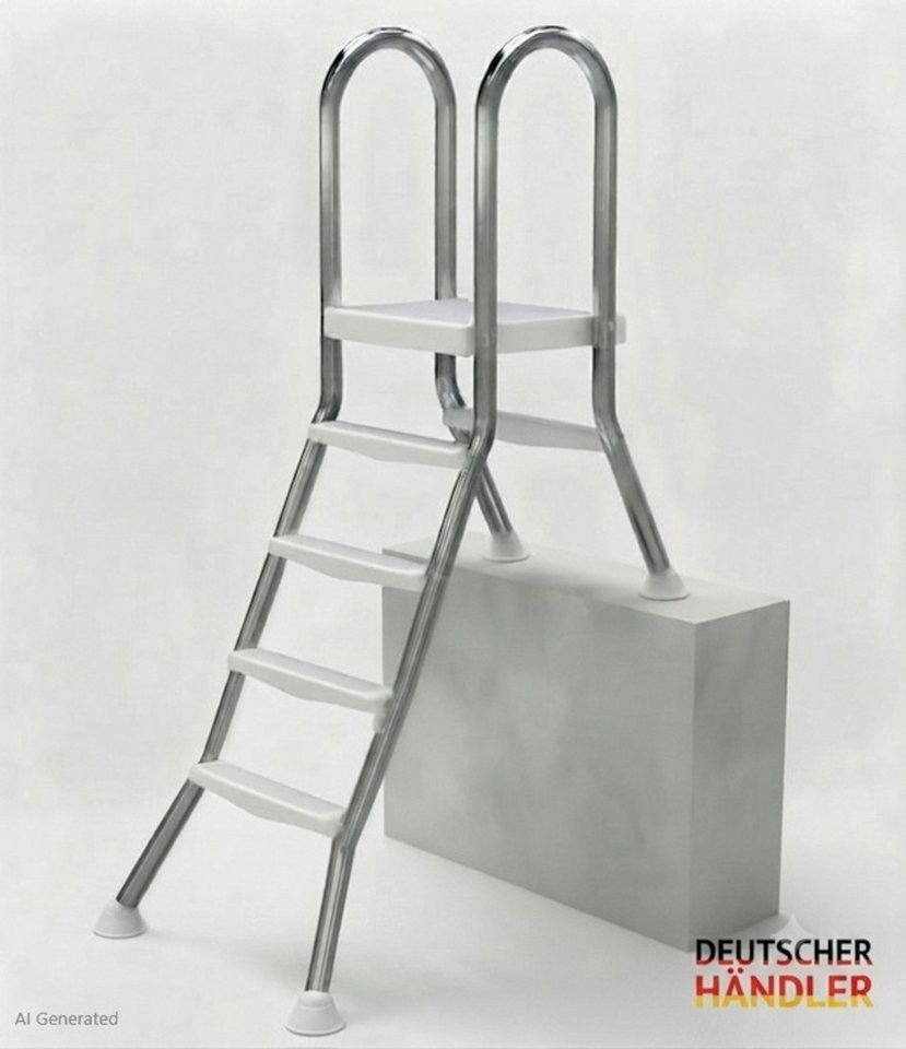 BruKa Poolleiter EASY teilversenkte Edelstahl Becken Pool Leiter Schwimmbad Treppe (1-St) Bild 5