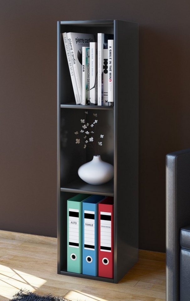 VCM Standregal Bücherregal Mendas H. 107 x B. 34 x T. 30 cm, Holzregal stehend, CD DVD Aufbewahrung Bild 2