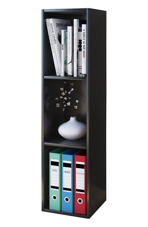 VCM Standregal Bücherregal Mendas H. 107 x B. 34 x T. 30 cm, Holzregal stehend, CD DVD Aufbewahrung Bild 4