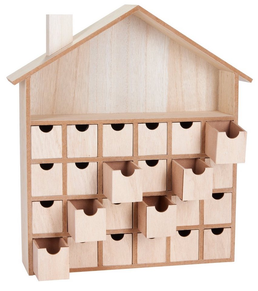 BRUBAKER befüllbarer Adventskalender DIY Weihnachtskalender zum Bemalen und Befüllen - Blanko 33,3 cm hoch (1-tlg), Holz Kalender - Weihnachtshaus zum Selbstgestalten Bild 3