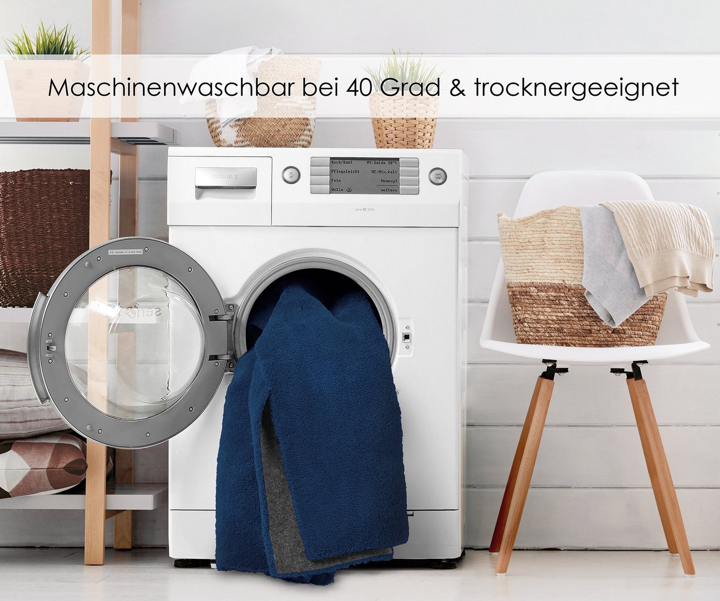 DomDeco Teppich Waschbarer Teppich FEEL Dunkelblau, 60 x 115 cm Bild 3