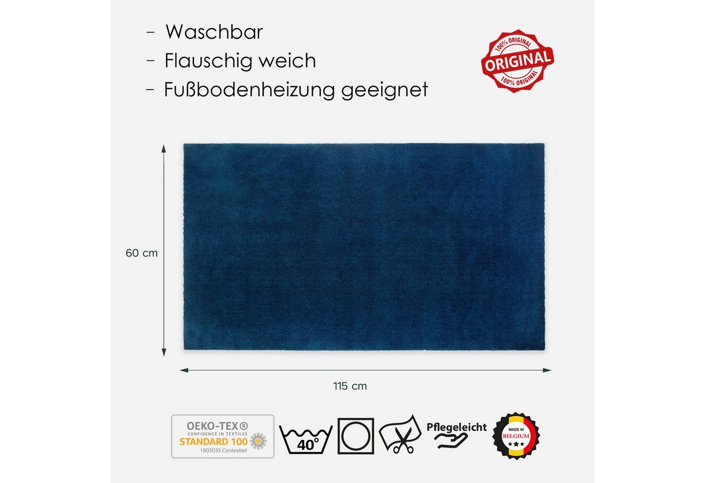DomDeco Teppich Waschbarer Teppich FEEL Dunkelblau, 60 x 115 cm Bild 5
