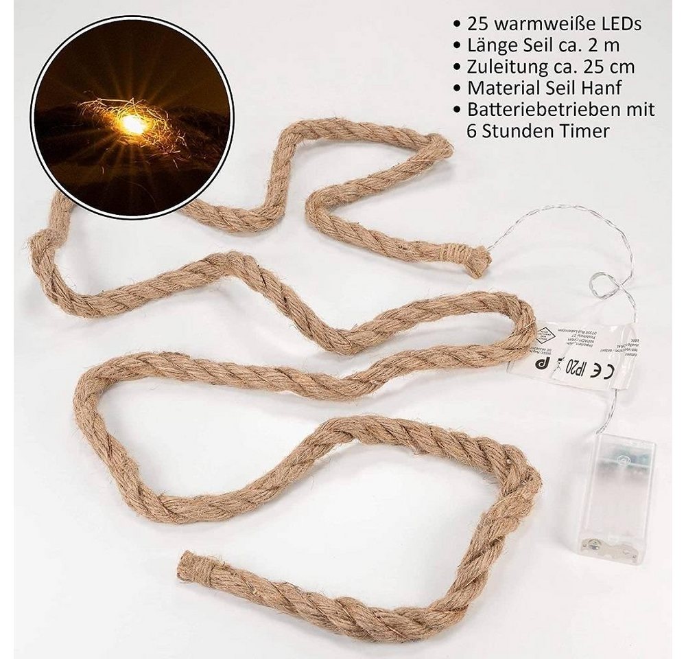 Nipach LED-Lichterkette BI11003 LED Lichterkette Deko-Seil 25 LED 2m
