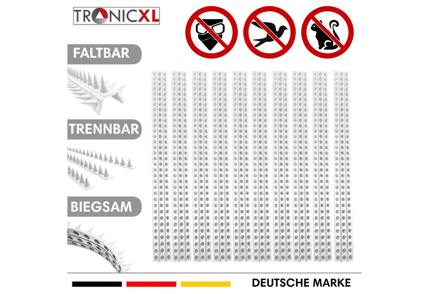 TronicXL Taubenspikes 10x weiss Taubenspike Vogelabwehr Vogelschreck für Balkon Garten Haus, 10-St. Bild 2