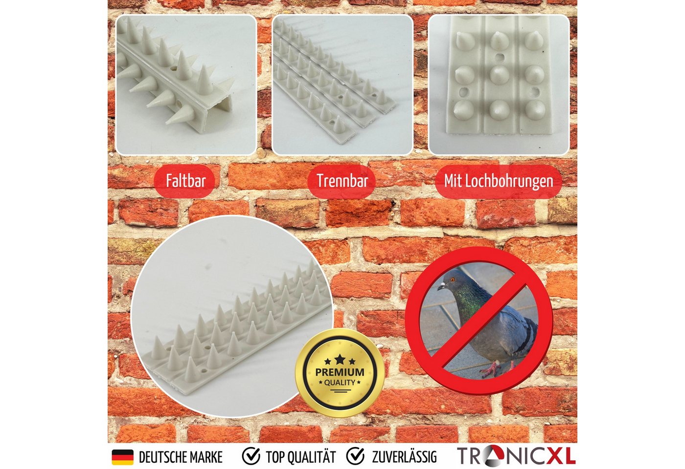 TronicXL Taubenspikes 10x weiss Taubenspike Vogelabwehr Vogelschreck für Balkon Garten Haus, 10-St. Bild 3