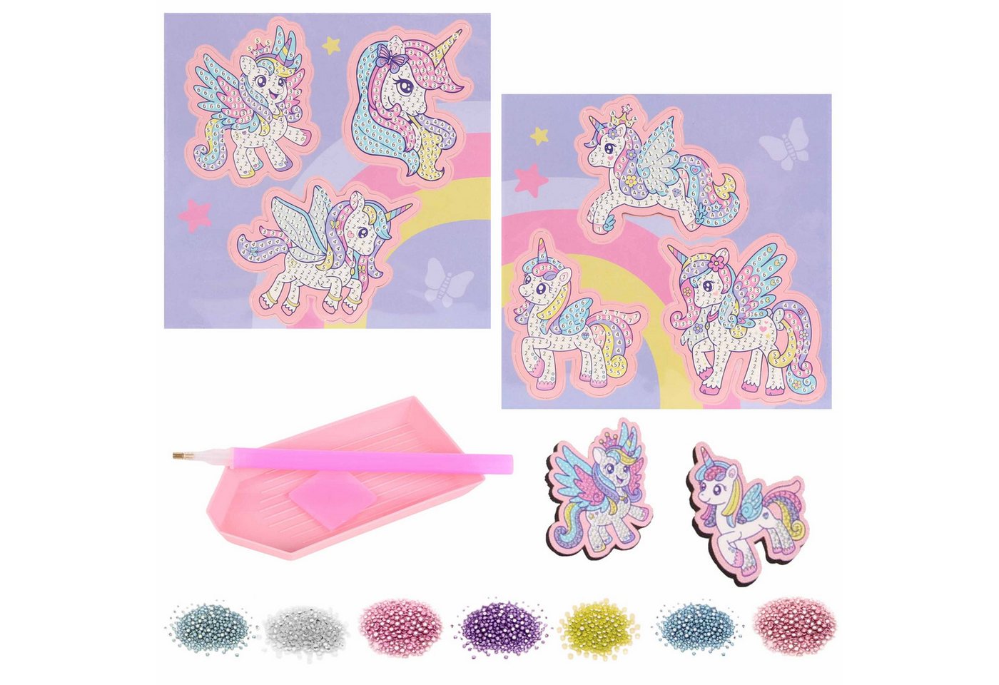 Sarcia.eu Stickerbuch Einhorn Kreativset, Stickerei, Diamantmosaik - Magnete, 900 Zirkone