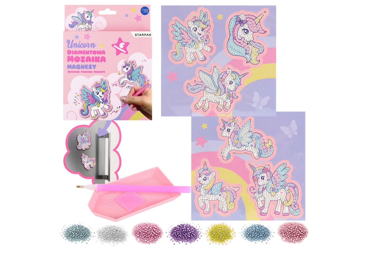 Sarcia.eu Stickerbuch Einhorn Kreativset, Stickerei, Diamantmosaik - Magnete, 900 Zirkone Bild 4