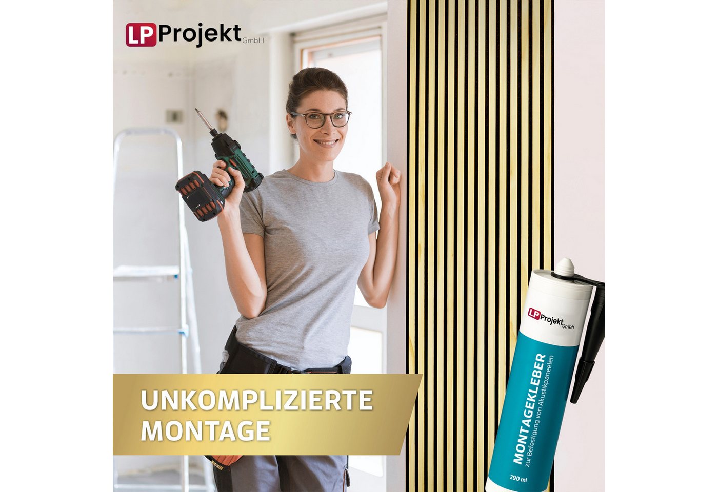LP projekt Akustikplatte Effektive Wandpaneele für ruhige Räume & moderne Raumgestaltung, (2-St., Verfügbar in Breiten 120–300 cm und Längen 40/60 cm), Schallabsorbierende Wandverkleidung für Home Office & Wohnzimmer Bild 4