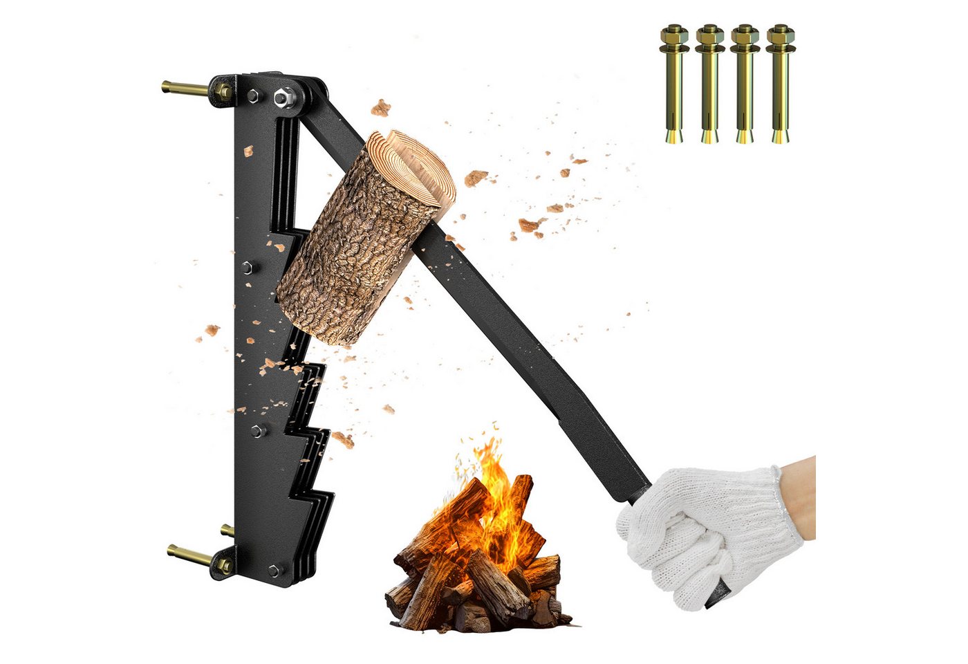 FIVMEN Holzspalter Handholzspalter mit Holzgriff Gusseisen Manuell Brennholzspalter, für Anzündholz, Kaminholz Wood Splitter zum Holzspalten Indoor Outdoor