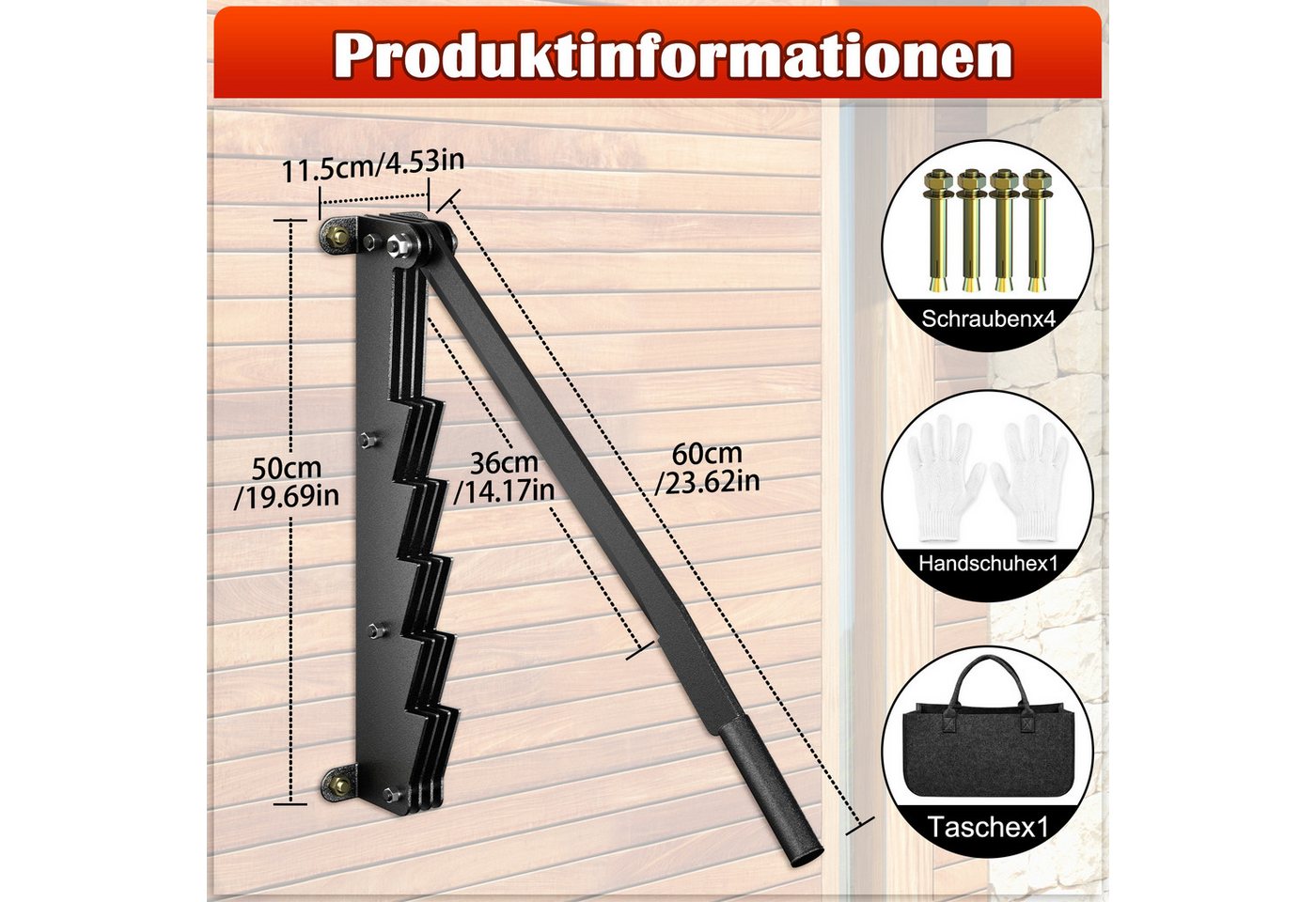 FIVMEN Holzspalter Handholzspalter mit Holzgriff Gusseisen Manuell Brennholzspalter, für Anzündholz, Kaminholz Wood Splitter zum Holzspalten Indoor Outdoor Bild 2