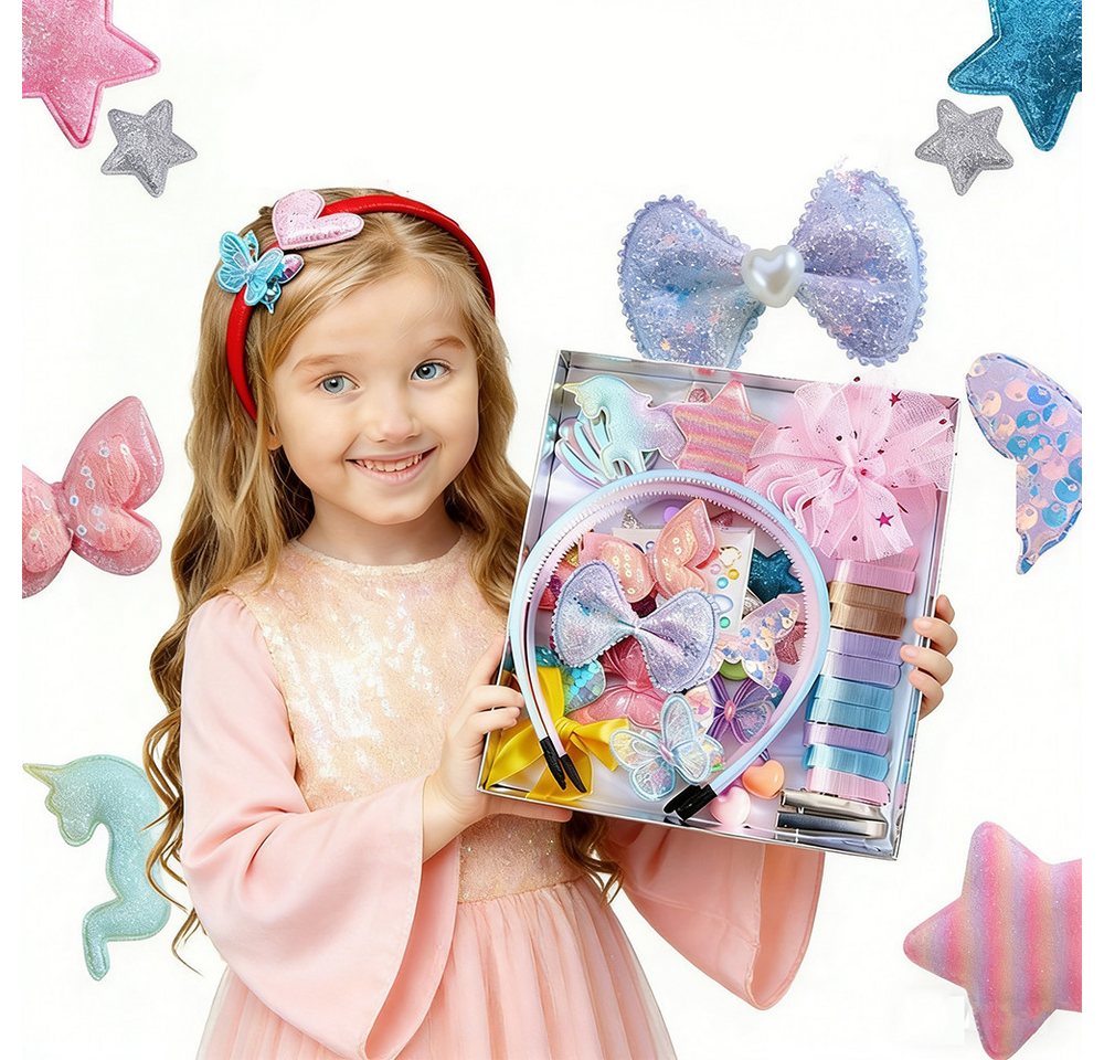 CLTYQ Kreativset Geschenkset für Mädchen-Haarreif, Bastelset, Kinder-Schmuck, (89-tlg), Bastelspaß, 4–8 Jahre, Geburtstagsgeschenk, DIY Haarschmuck Bild 2