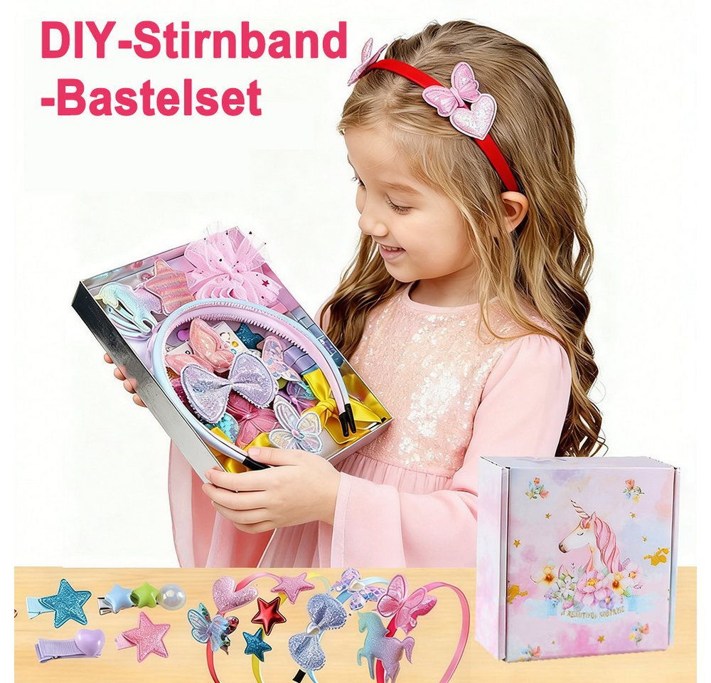 CLTYQ Kreativset Geschenkset für Mädchen-Haarreif, Bastelset, Kinder-Schmuck, (89-tlg), Bastelspaß, 4–8 Jahre, Geburtstagsgeschenk, DIY Haarschmuck Bild 3