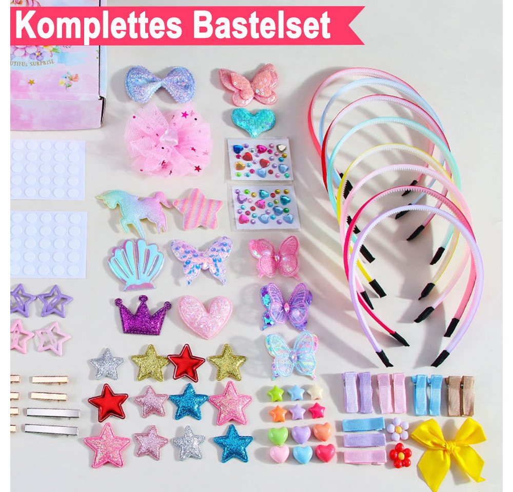CLTYQ Kreativset Geschenkset für Mädchen-Haarreif, Bastelset, Kinder-Schmuck, (89-tlg), Bastelspaß, 4–8 Jahre, Geburtstagsgeschenk, DIY Haarschmuck Bild 4