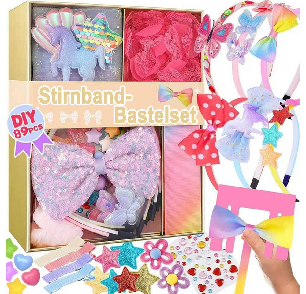 CLTYQ Kreativset Geschenkset für Mädchen-Haarreif, Bastelset, Kinder-Schmuck, (89-tlg), Bastelspaß, 4–8 Jahre, Geburtstagsgeschenk, DIY Haarschmuck Bild 5