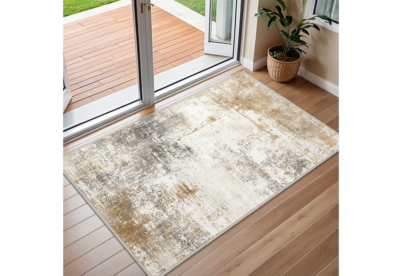 GENIMO Teppich Vintage Boho Teppich Küche Waschbar Schlafzimmer, Wohnzimmer, rechteckig, 80×150cm, gelb Bild 3