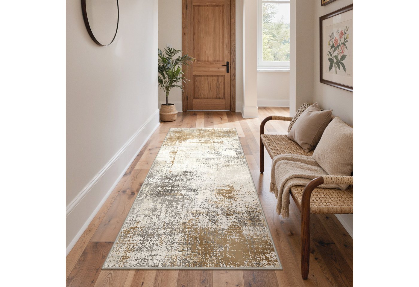 GENIMO Teppich Vintage Boho Teppich Küche Waschbar Schlafzimmer, Wohnzimmer, rechteckig, 80×150cm, gelb Bild 4