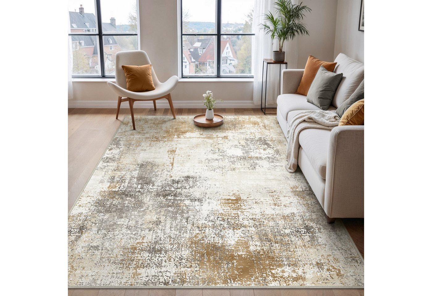 GENIMO Teppich Vintage Boho Teppich Küche Waschbar Schlafzimmer, Wohnzimmer, rechteckig, 80×150cm, gelb Bild 5