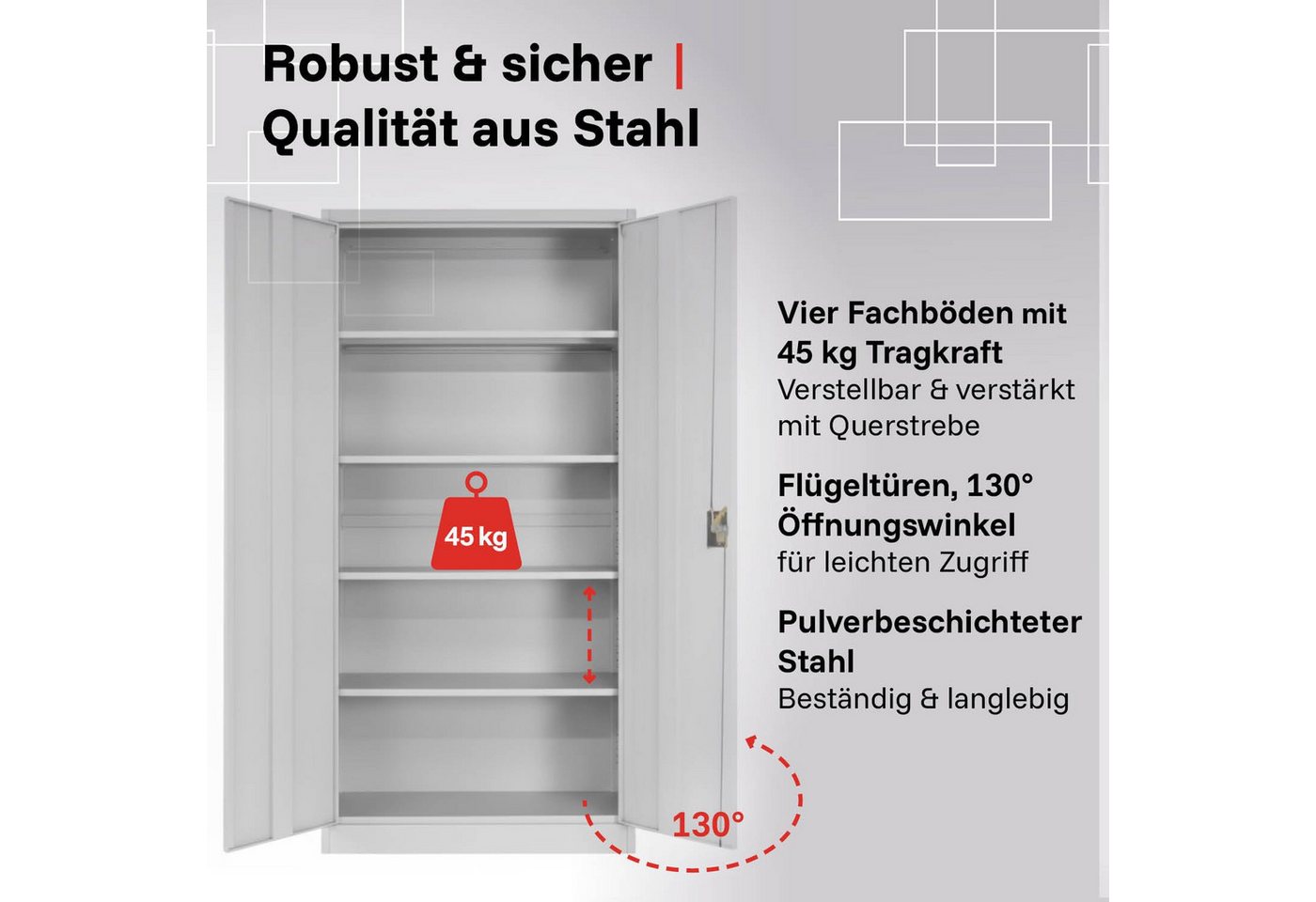 LagerZwei Aktenschrank Stahlschrank 185x90x40 cm (1-St) abschließbar Bild 3