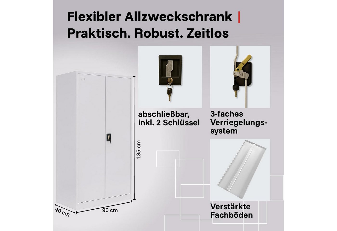LagerZwei Aktenschrank Stahlschrank 185x90x40 cm (1-St) abschließbar Bild 4