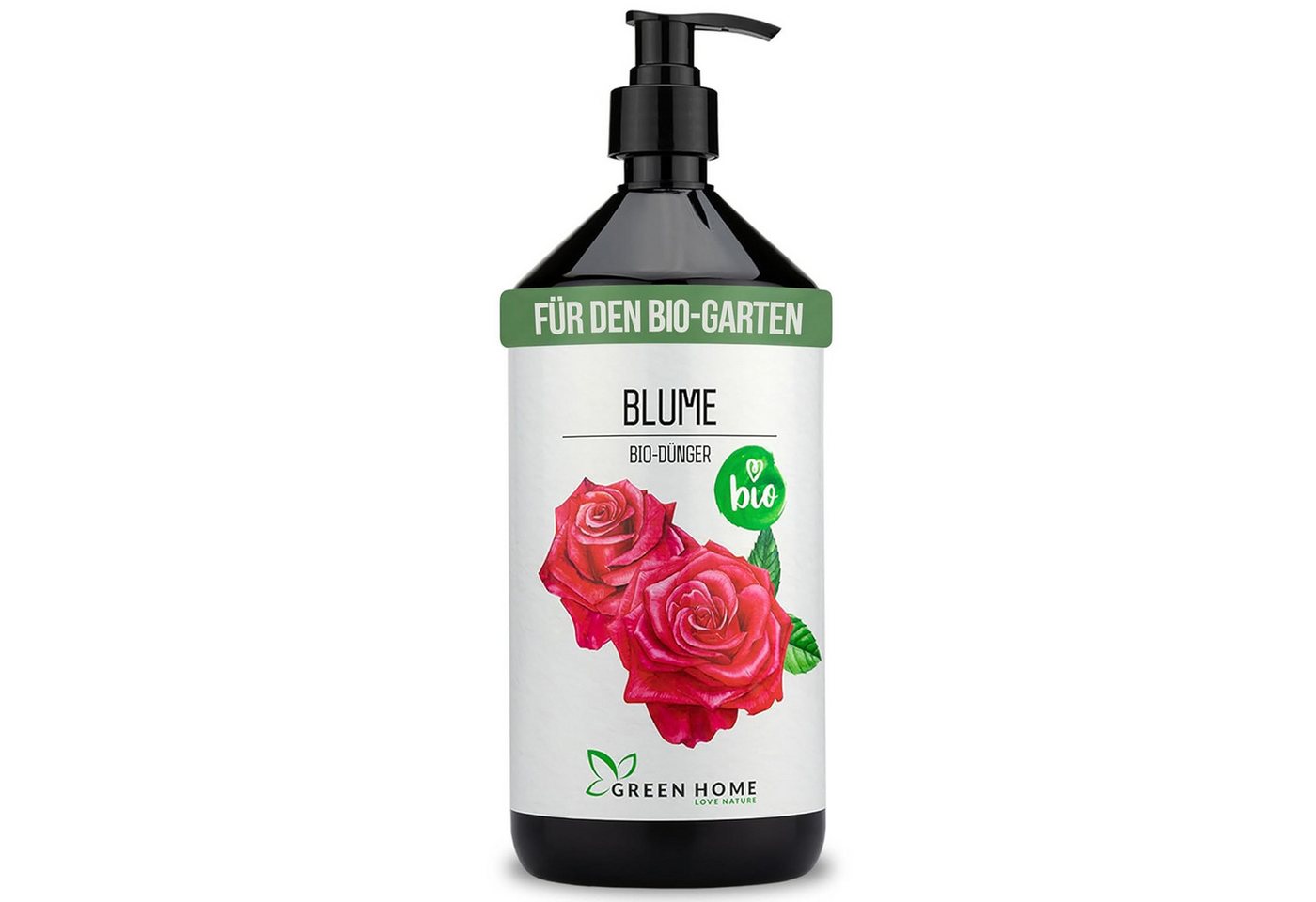 GREEN HOME LOVE NATURE Blumendünger Bio-Dünger flüssig NPK 3+2+6 für Blüh- & Zimmerpflanzen, Blumen, 100 % bio, organisch-mineralisch, extra Kalium, Dosierpumpe