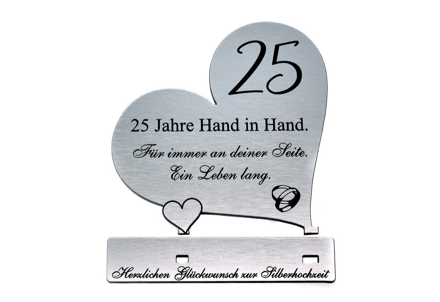 Dekolando Hochzeitskarte Silberne Hochzeit Geschenk 25 Jahre Silberhochzeit Herz Aufsteller 10