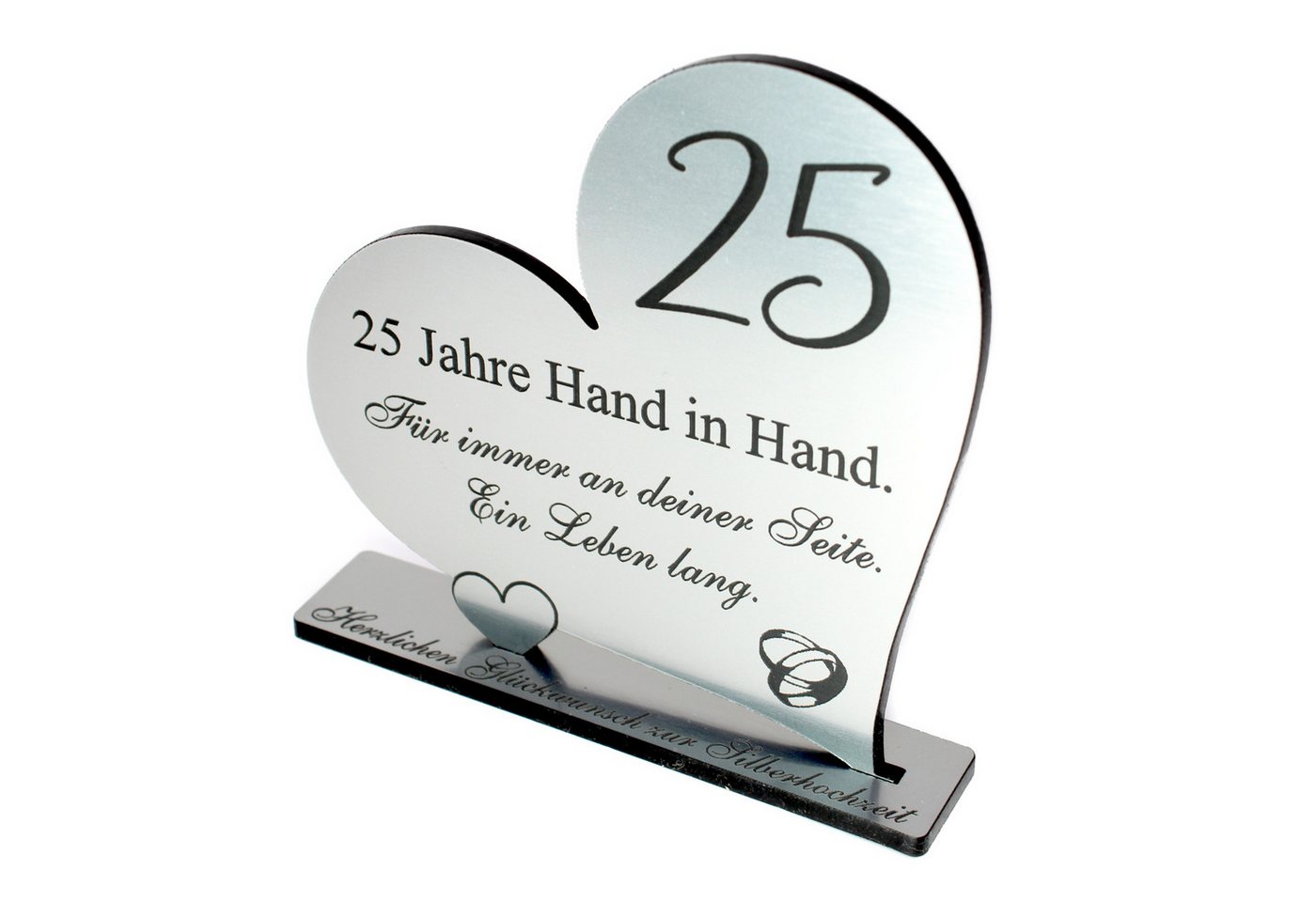 Dekolando Hochzeitskarte Silberne Hochzeit Geschenk 25 Jahre Silberhochzeit Herz Aufsteller 10 Bild 2