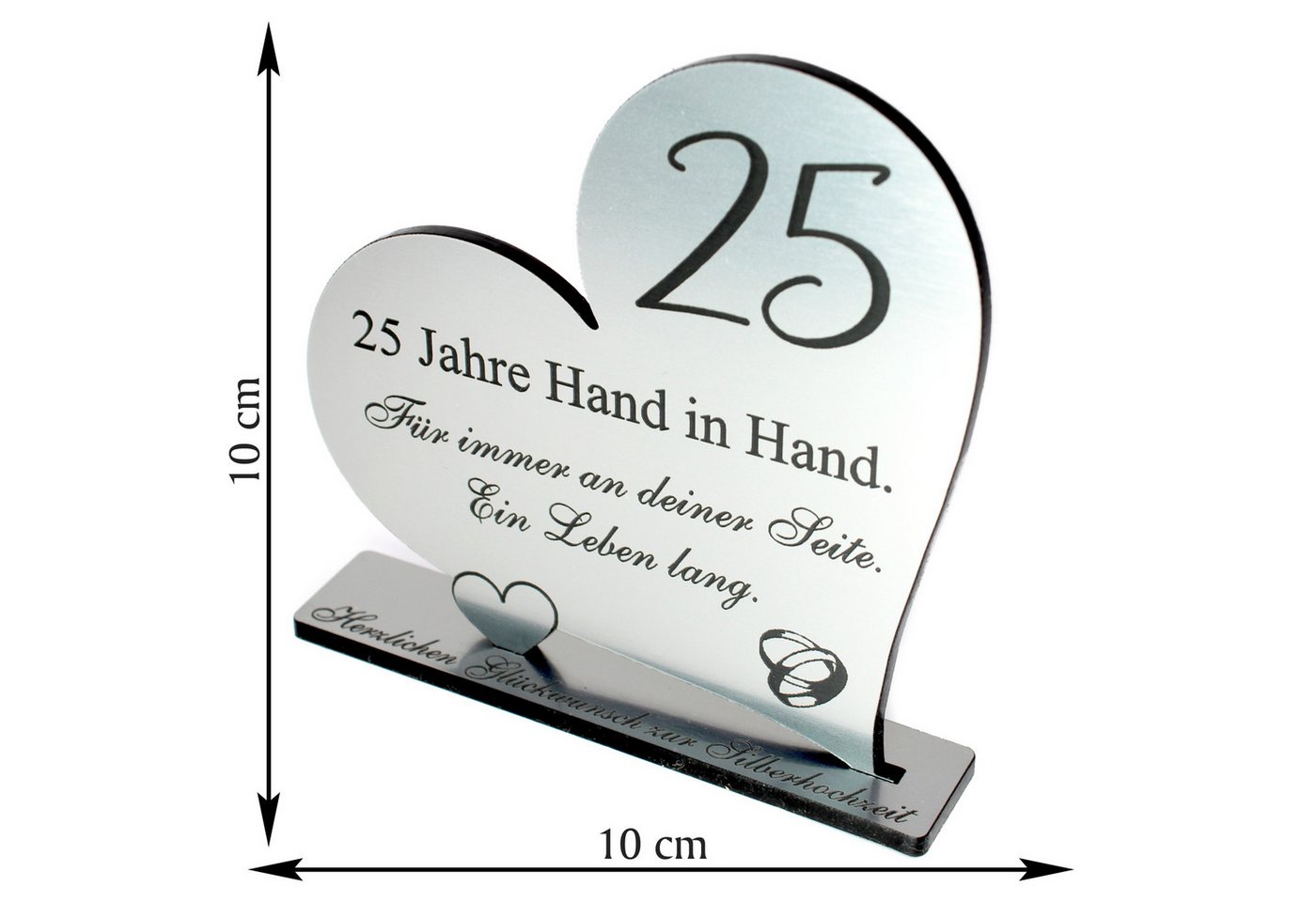 Dekolando Hochzeitskarte Silberne Hochzeit Geschenk 25 Jahre Silberhochzeit Herz Aufsteller 10 Bild 3