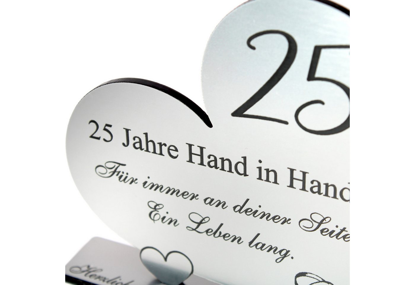 Dekolando Hochzeitskarte Silberne Hochzeit Geschenk 25 Jahre Silberhochzeit Herz Aufsteller 10 Bild 5