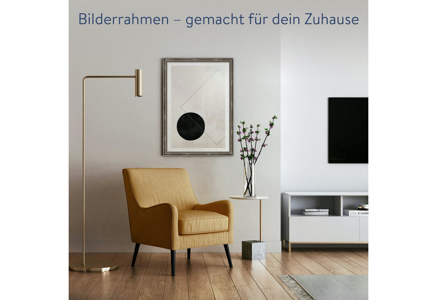 WANDStyle Einzelrahmen H450, Silber Bilderrahmen 50x70 Holz, Vintage Bilderrahmen Silber 50x70 cm Bild 5