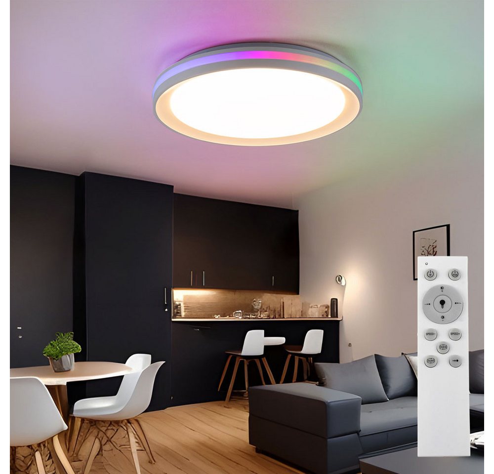 JUST LIGHT LED Deckenleuchte, Leuchtmittel inklusive, Kaltweiß, Warmweiß, Neutralweiß, Tageslichtweiß, Deckenleuchte Wohnzimmerlampe Schlafzimmerleuchte LED Dimmbar RGB
