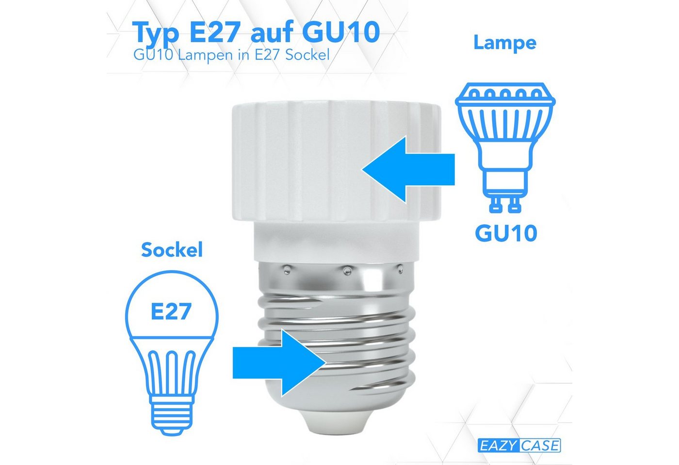 EAZY CASE Lampenfassung Lampensockel Sets E27 auf GU10 Adapter Fassung Lampe Stecker Glühbirne, (Spar-Set), Lampenadapter E27 zu GU10 Adapter Lampen LED Halogen Energiesparlampen Bild 4