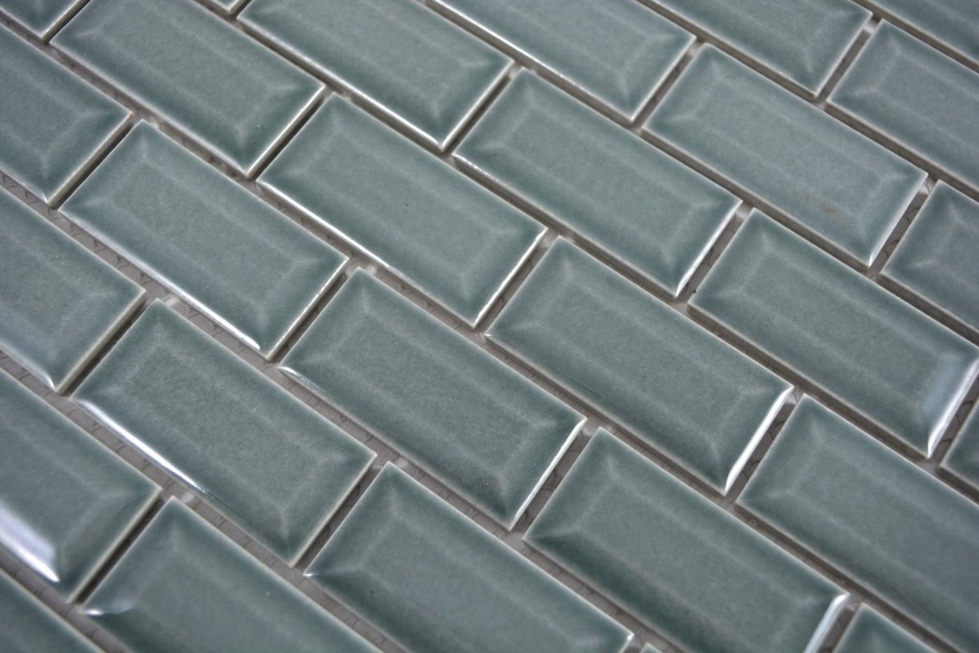 Mosani Mosaikfliesen Metro Subway Grau Grün Mosaikfliese Keramik Fliesenspiegel Küche Bild 2