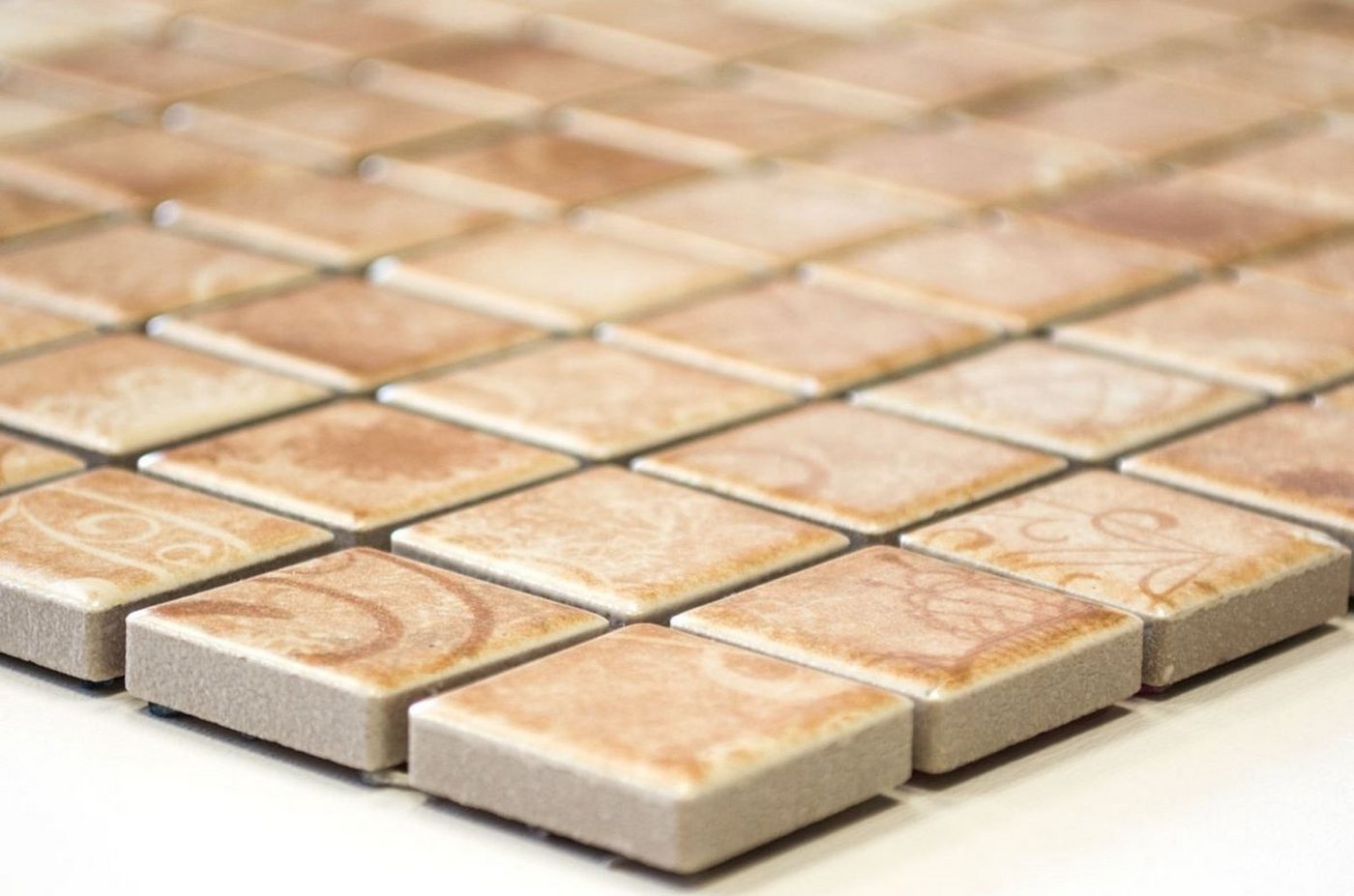 Mosani Mosaikfliesen Keramik Mosaik Retro Vintage beige braun Mosaikfliese Küchenrückwand Bild 4