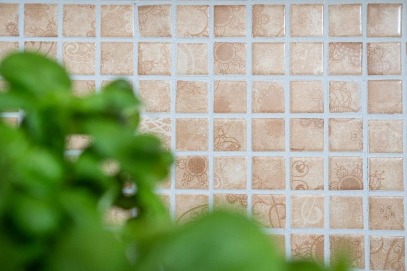 Mosani Mosaikfliesen Keramik Mosaik Retro Vintage beige braun Mosaikfliese Küchenrückwand Bild 5