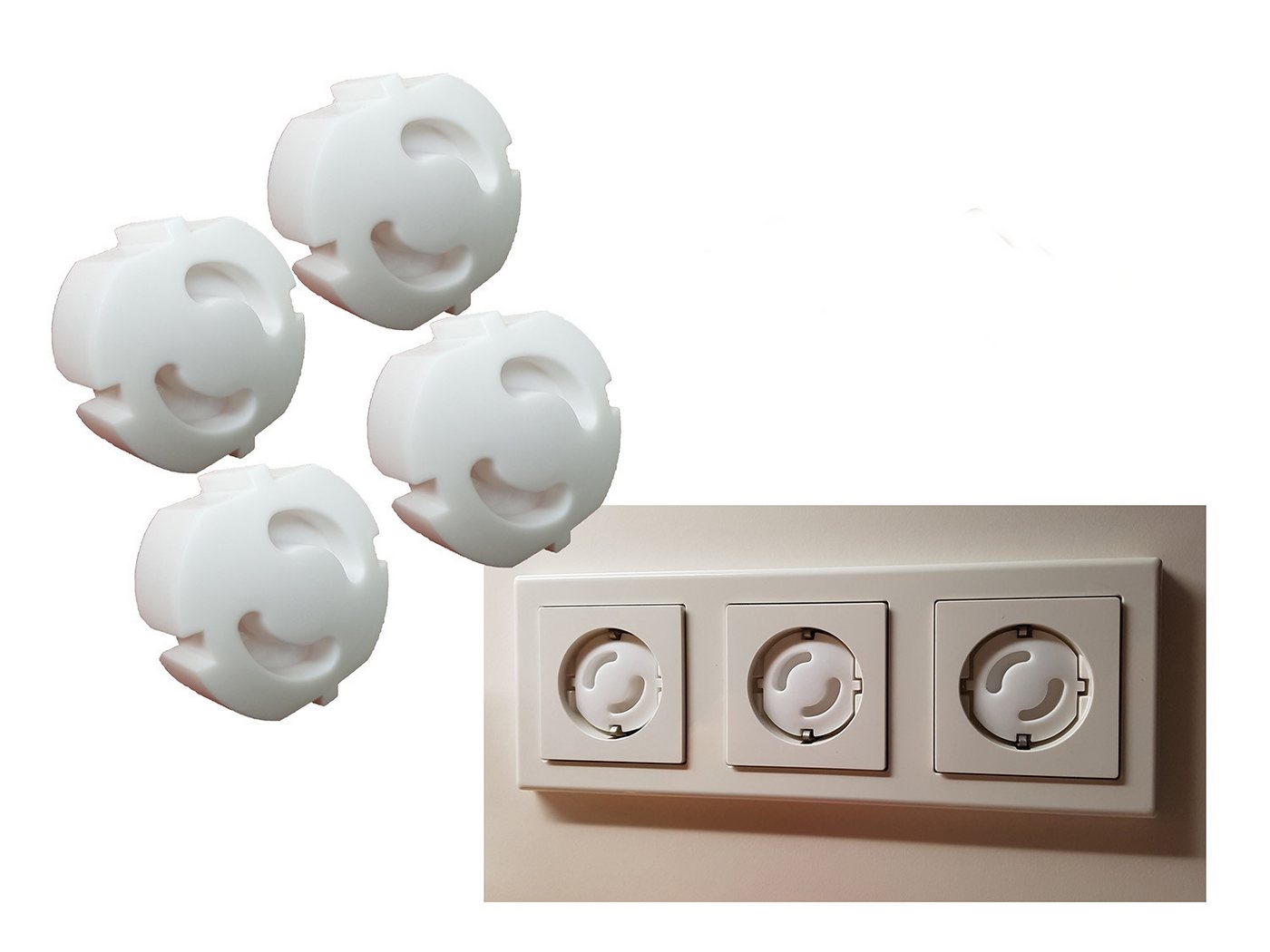 Global Partner Kindersicherung Steckdosenkindersicherung 4 Stück zum Stecken, Steckdosenkindersicherung socket cover Kinderschutz