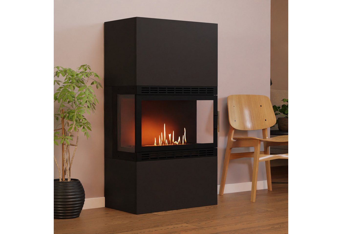 GLOW FIRE Echtfeuer-Dekokamin Lillesand Hoch XL Vision Ethanolkamin, Bioethanol Kamin, 3h Dauer, Heizleistung bis 2KW Bild 2