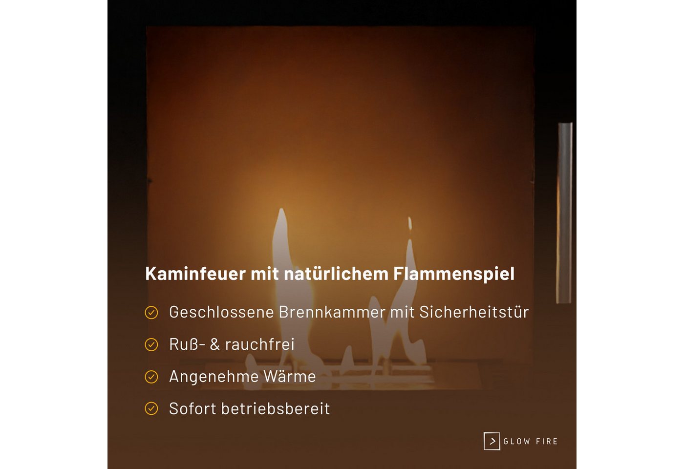 GLOW FIRE Echtfeuer-Dekokamin Lillesand Hoch XL Vision Ethanolkamin, Bioethanol Kamin, 3h Dauer, Heizleistung bis 2KW Bild 3